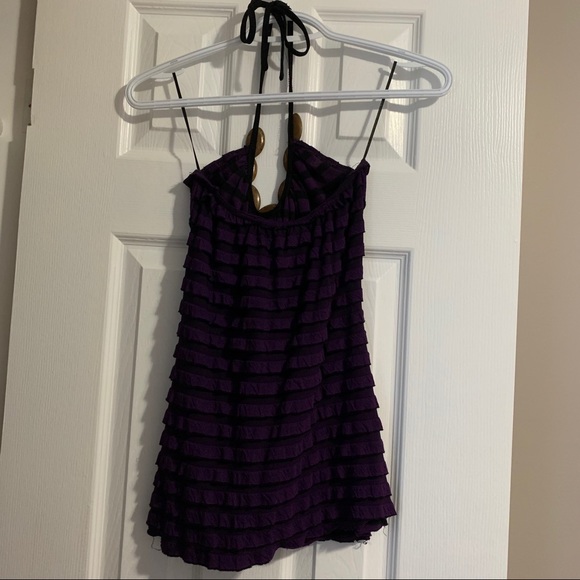 3 for $15 New Channel Purple Ruffled Halter Top - Picture 6 of 7